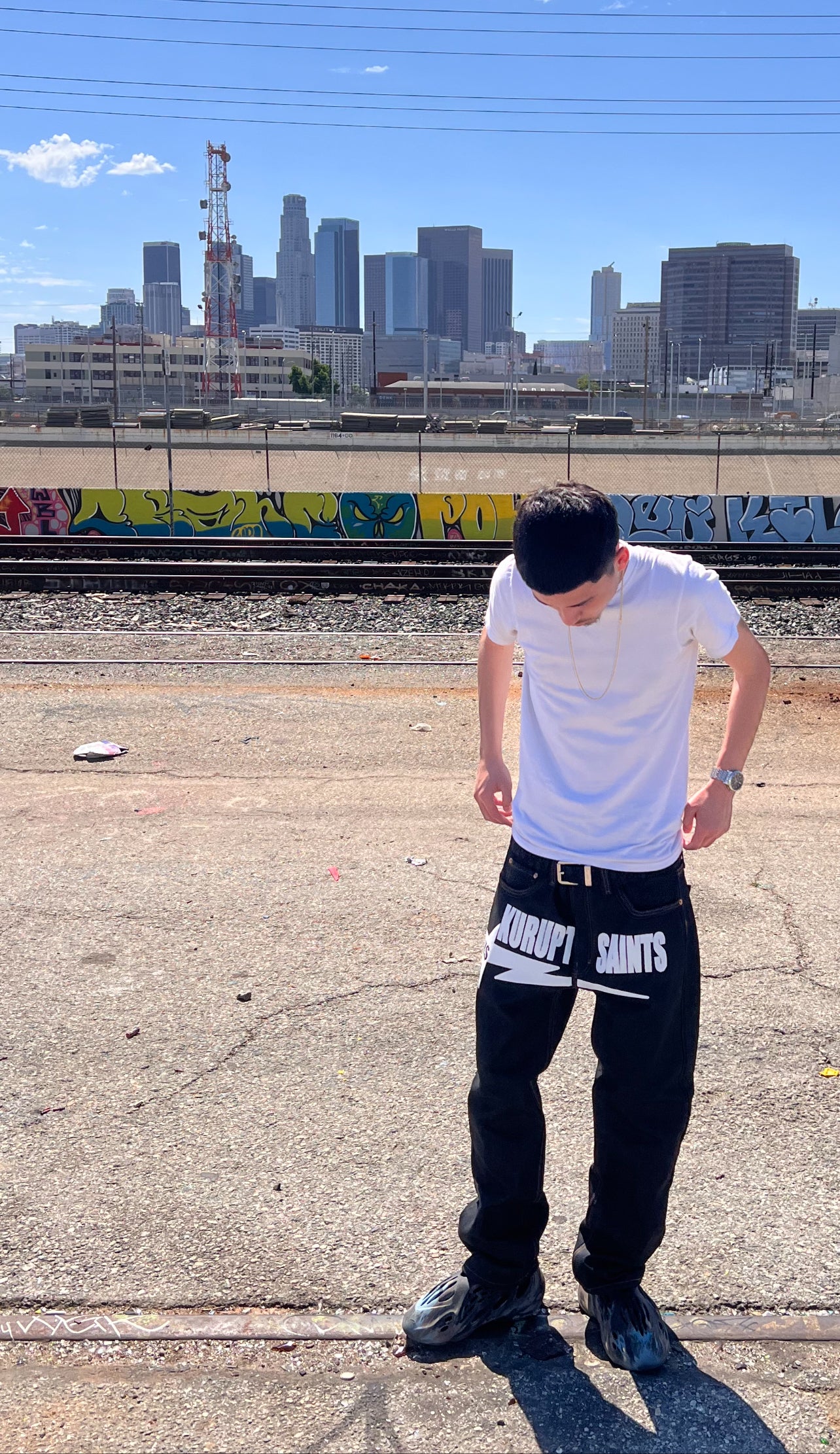 KURUPT $AINTS Classic Straight Leg Style Jeans - White Print