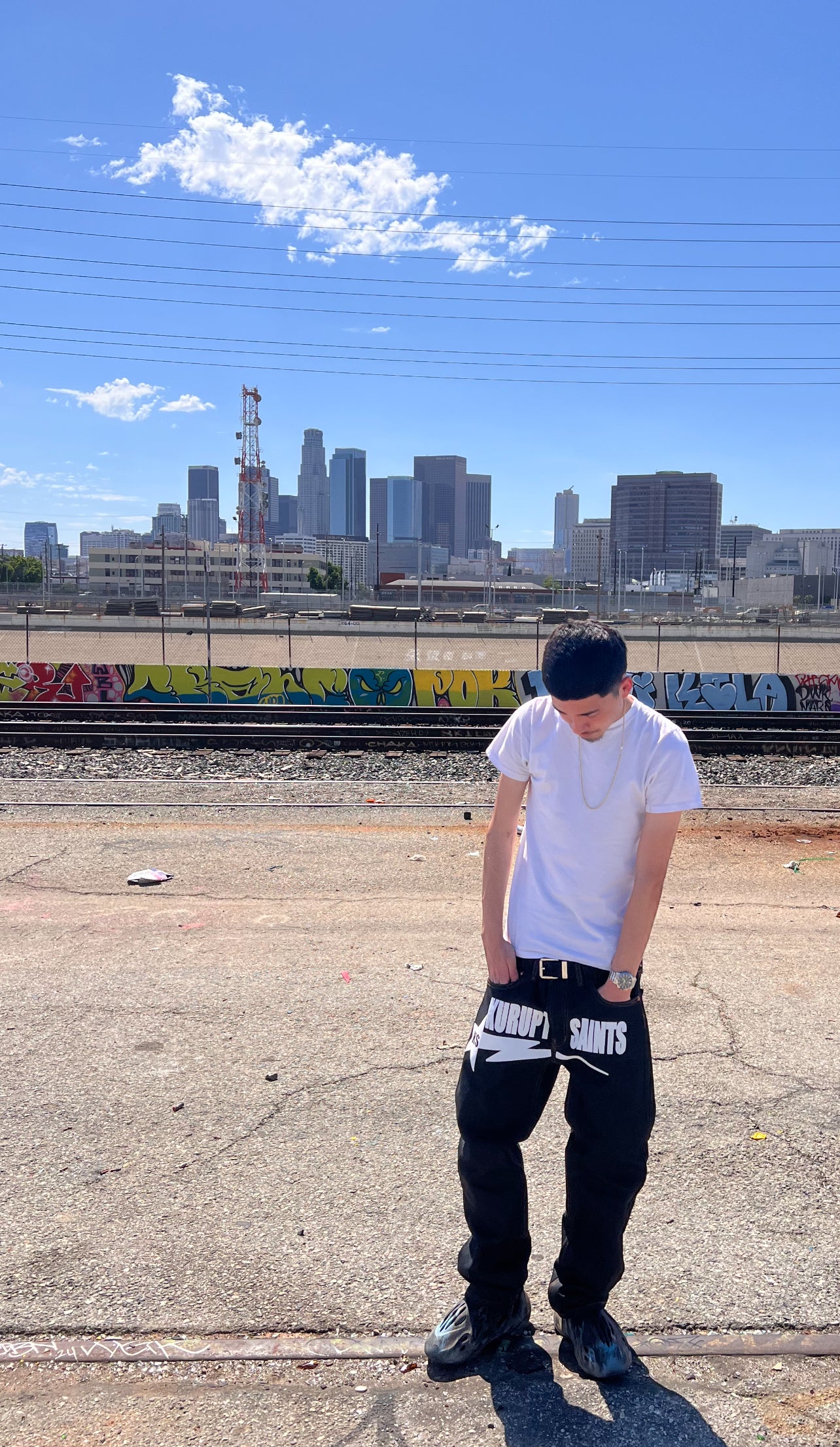 KURUPT $AINTS Classic Straight Leg Style Jeans - White Print