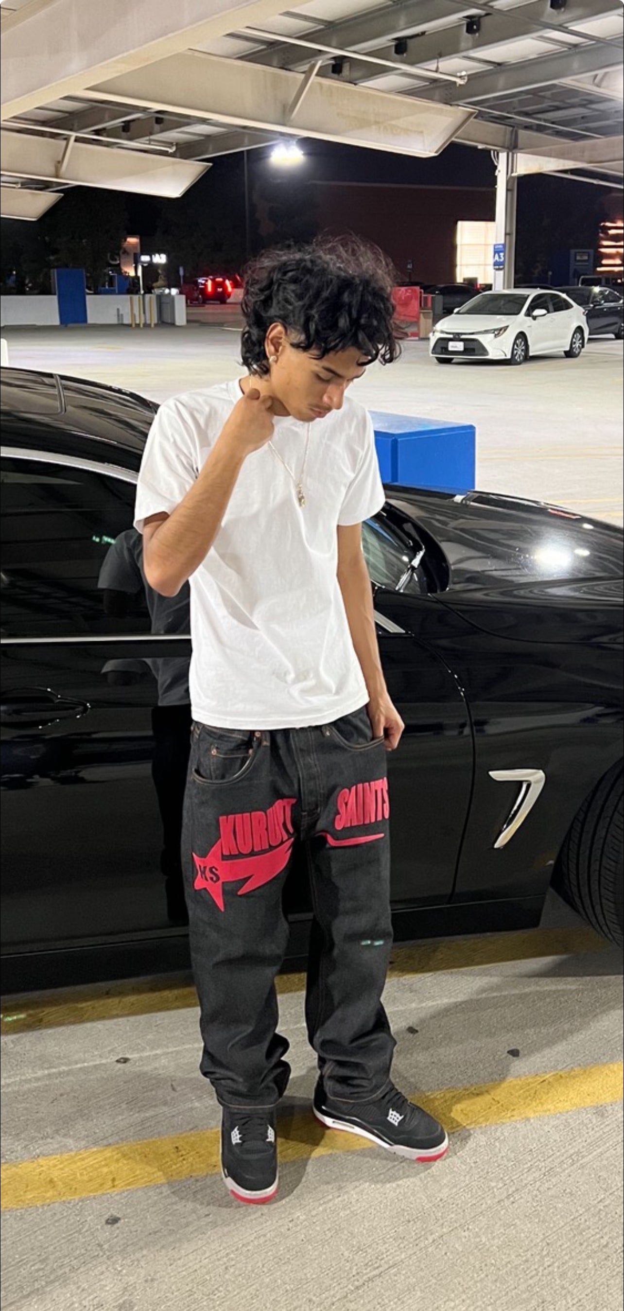 KURUPT $AINTS Classic Straight Leg Style Jeans - RED Print Graphic
