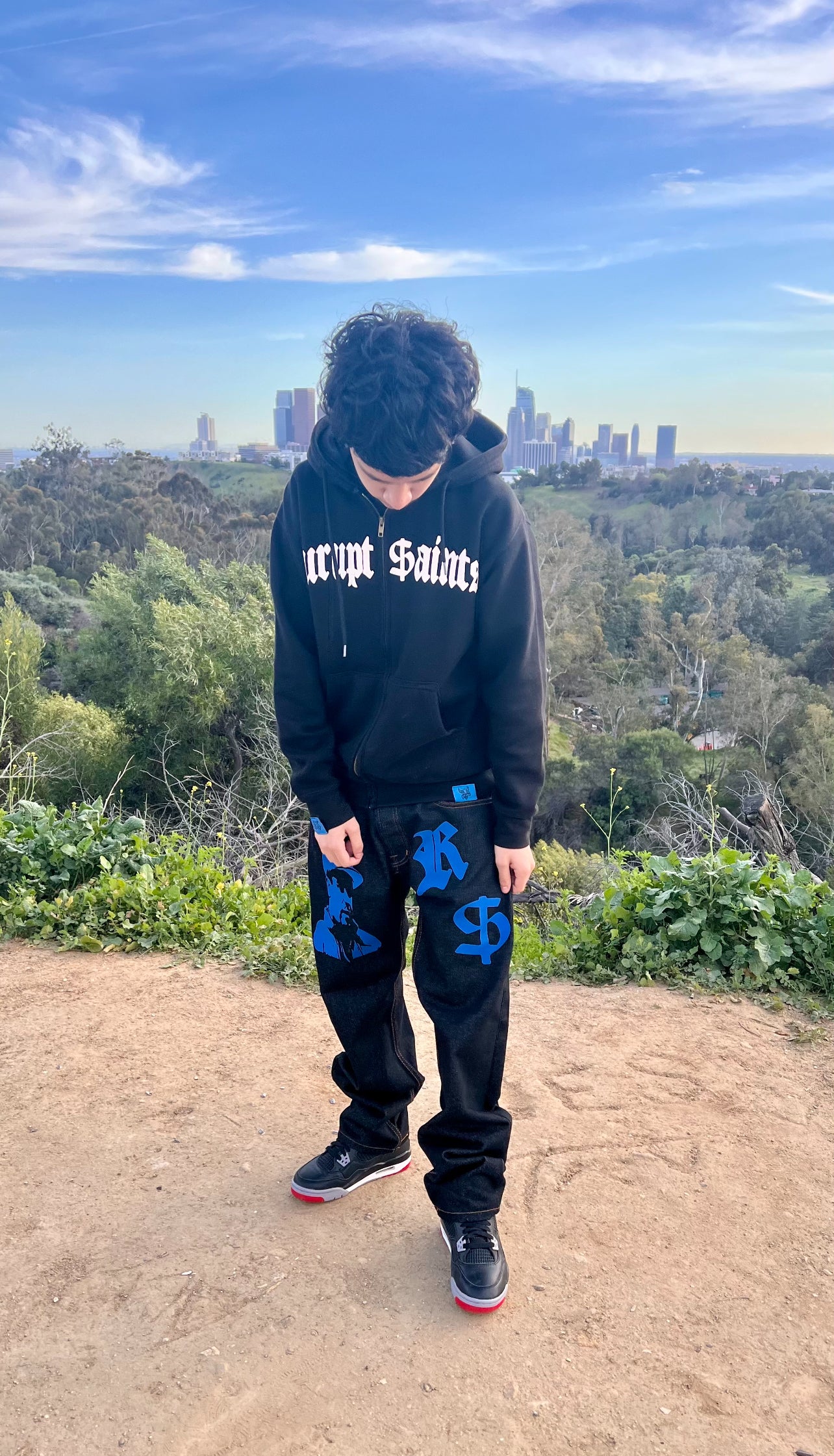EL CHAPO Classic Straight Leg Style Jeans - BLACK (Blue Graphic)