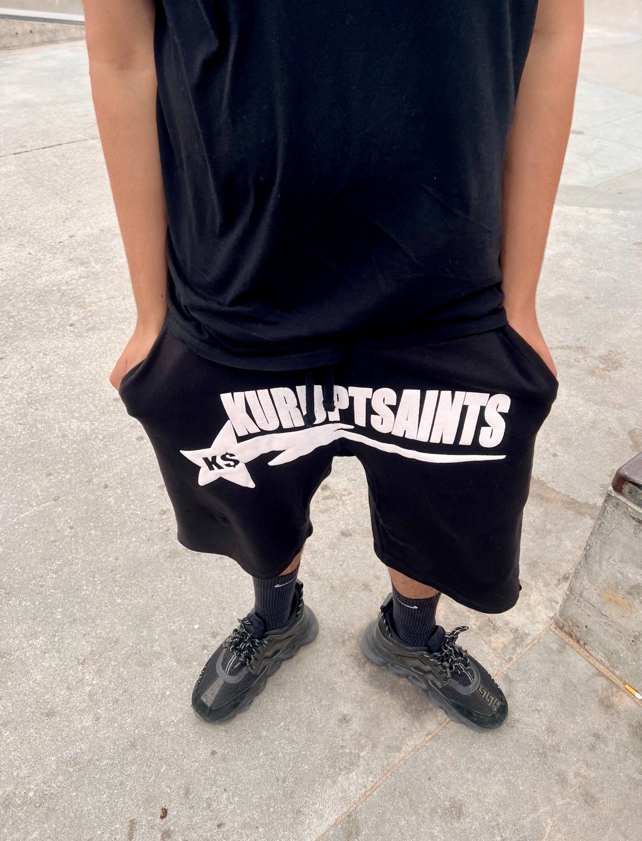 KURUPT $AINTS SWEAT SHORTS - BLACK