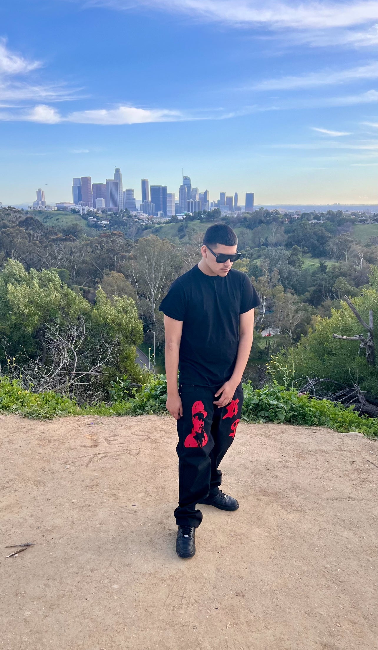 EL CHAPO Classic Straight Leg Style Jeans - DARK BLACK (Red Graphics)