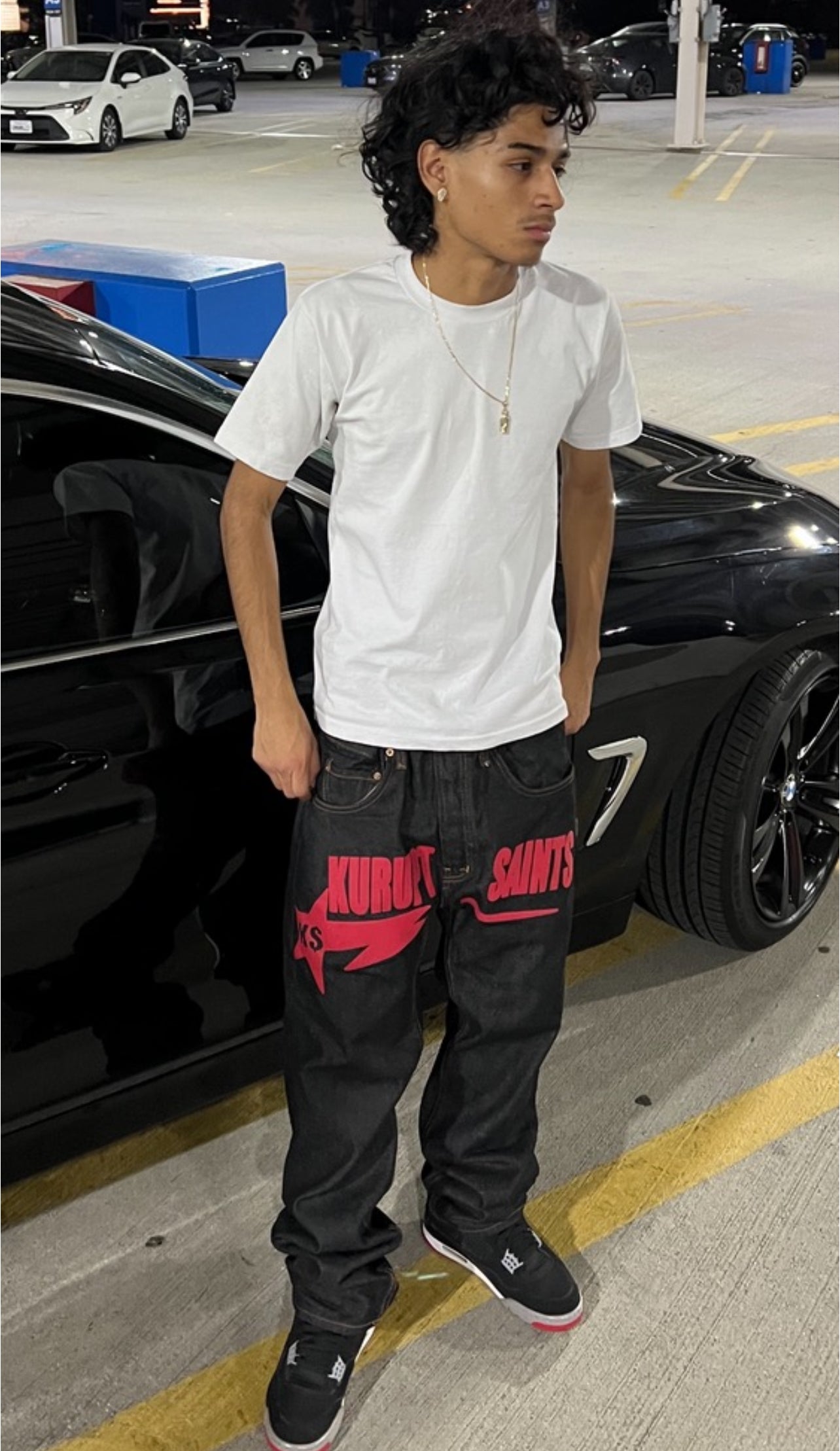 KURUPT $AINTS Classic Straight Leg Style Jeans - RED Print Graphic
