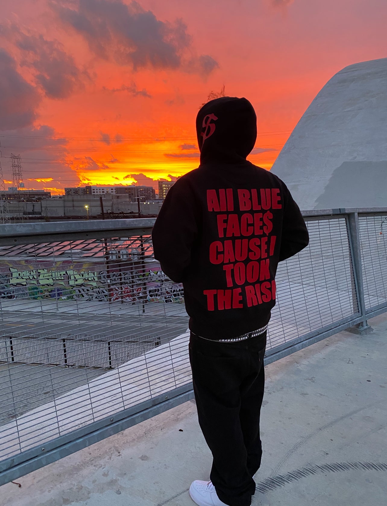 ALL BLUE FACE$ Hoodie Sweater - Black & Red