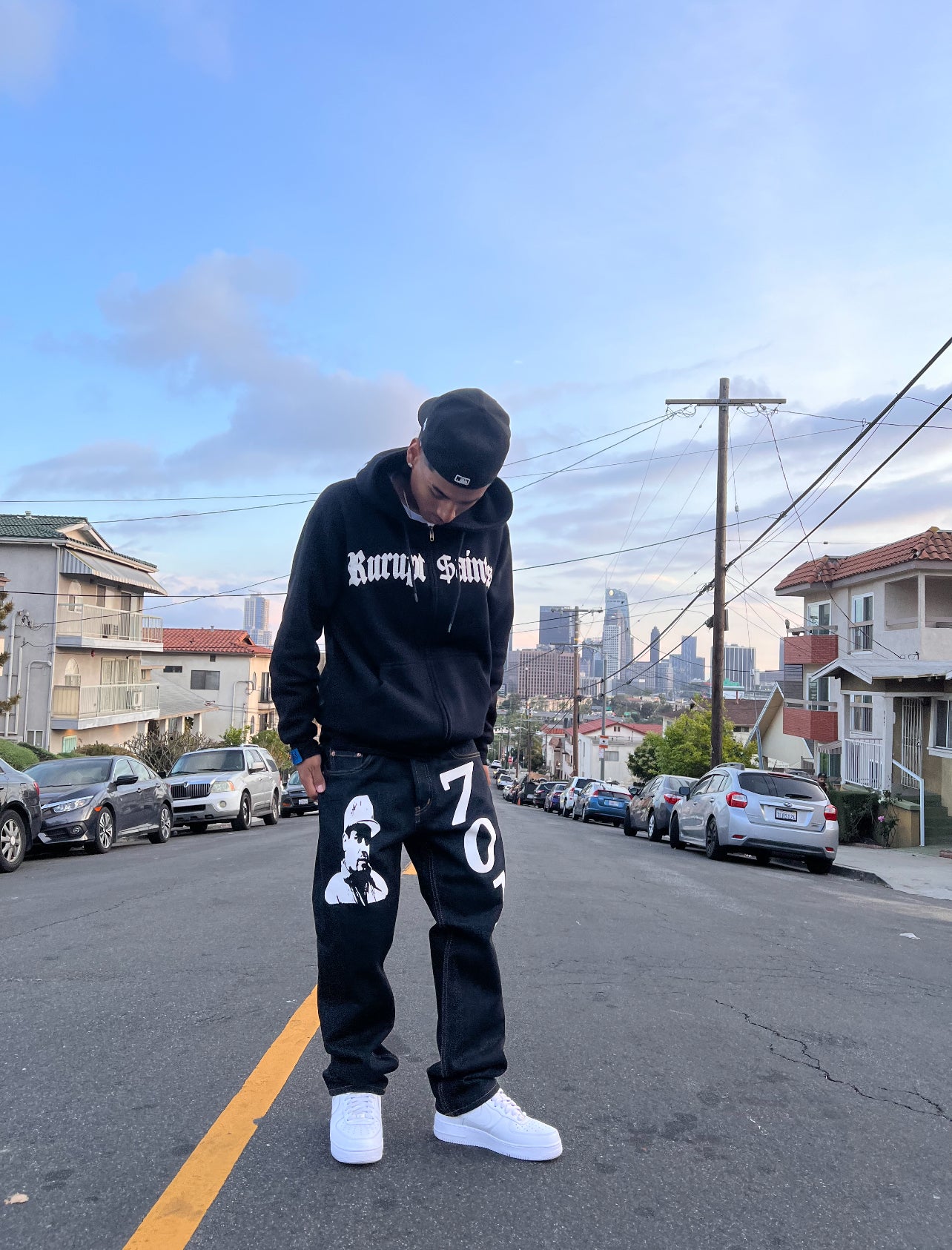 EL CHAPO "701" Classic Straight Leg Style Jeans - BLACK