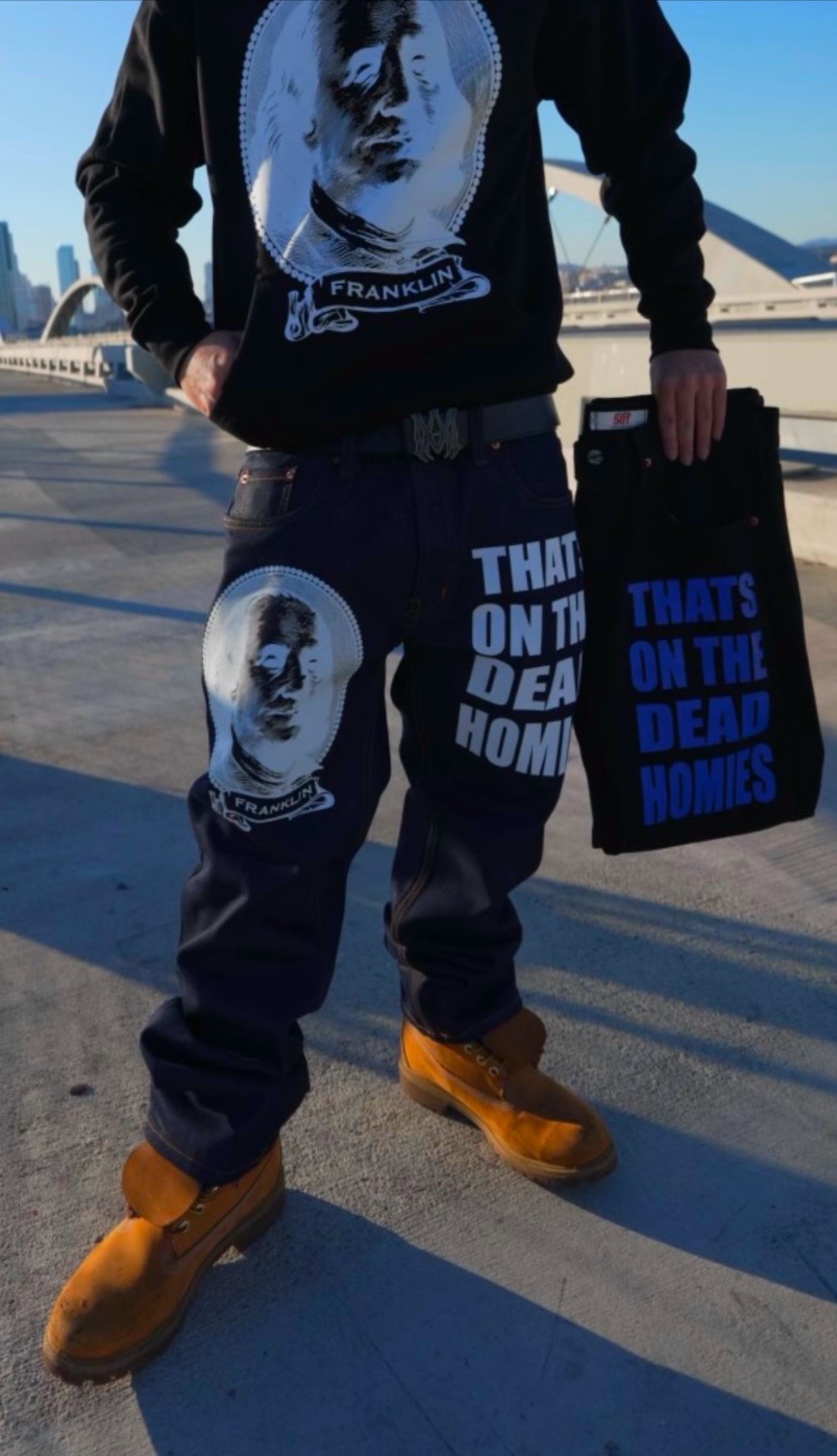 FRANKLIN-DEAD HOMIES Straight Leg Style Jeans - DARK BLACK
