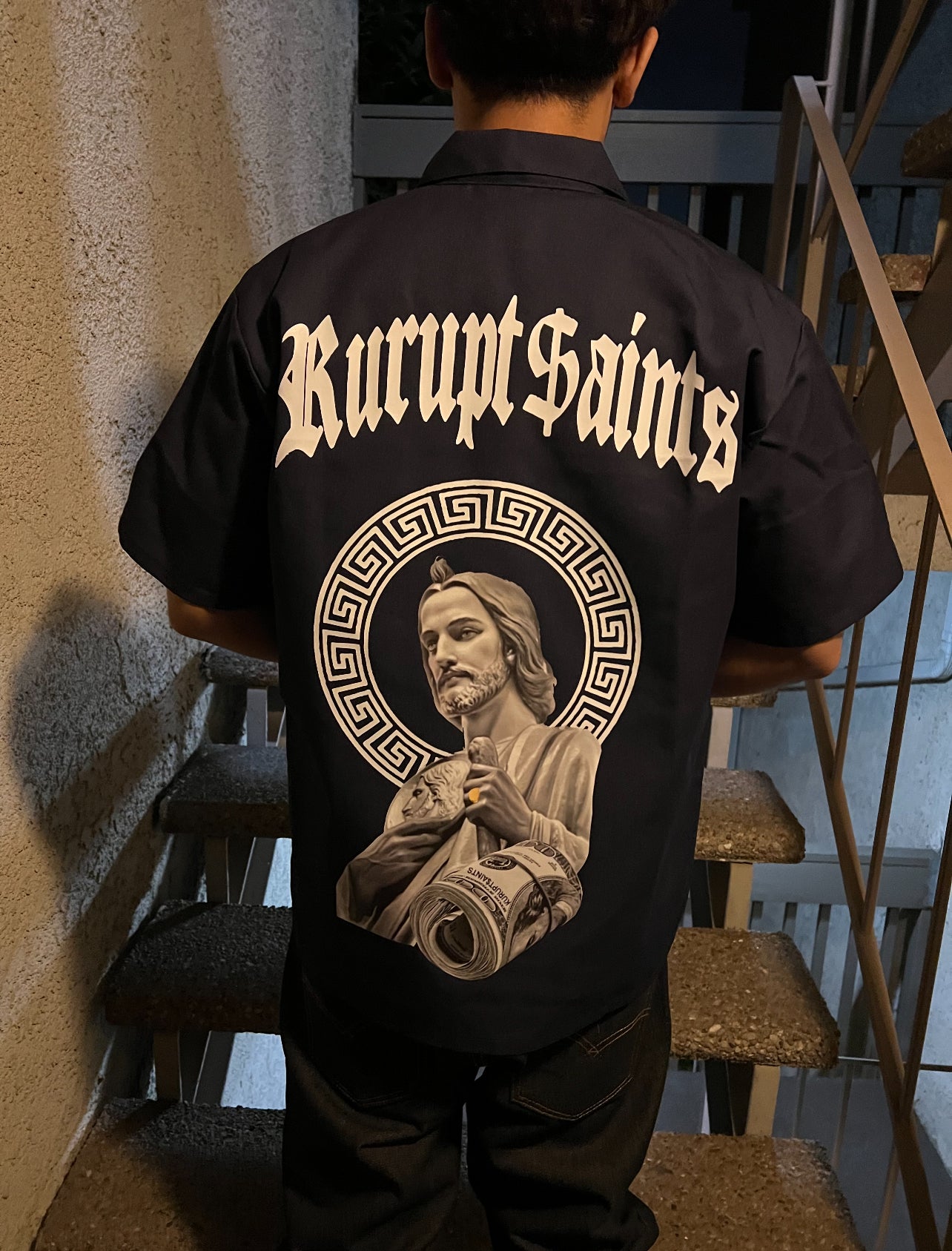 "18K SAN JUDAS" Ben Davis Shirt - NAVY BLUE