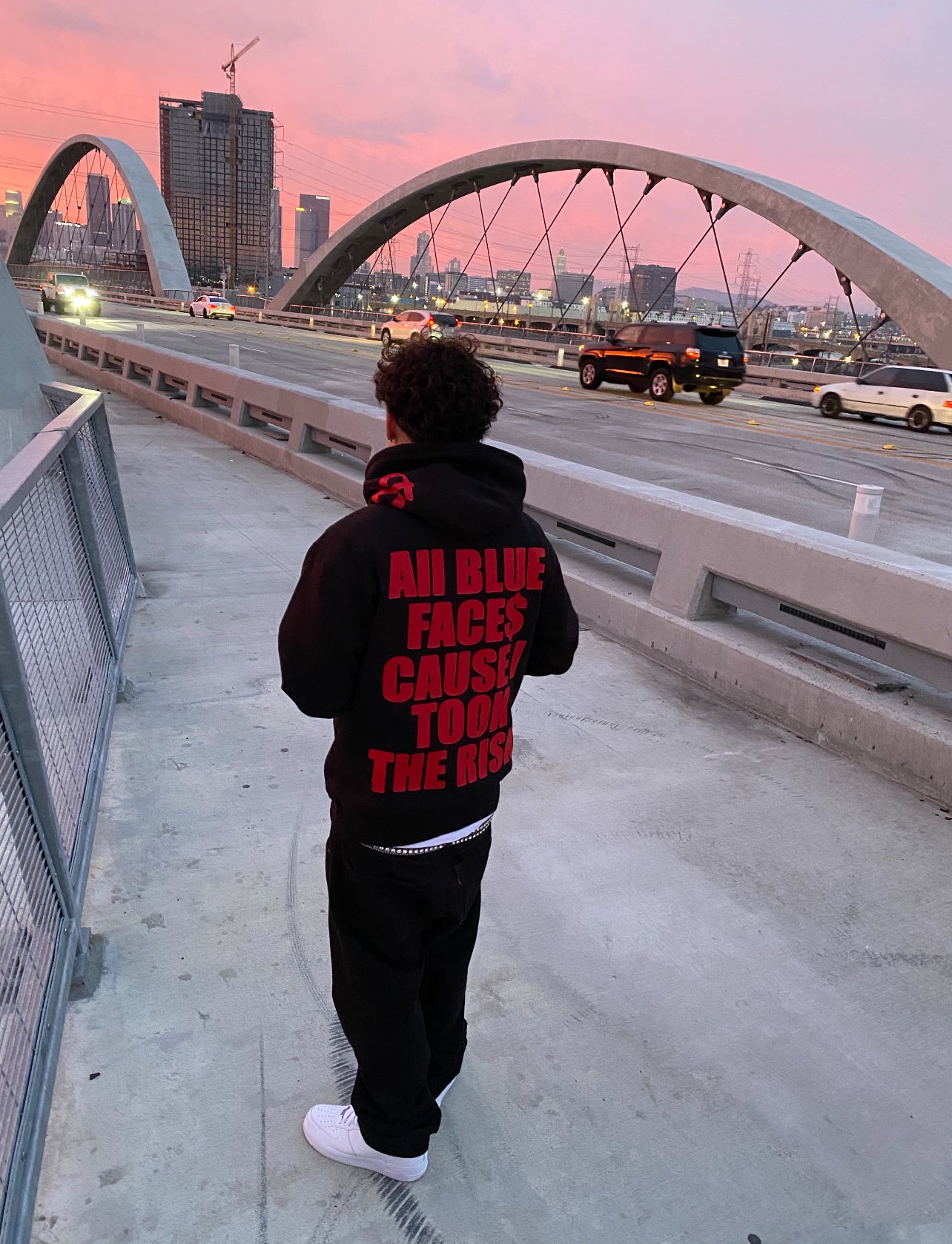 ALL BLUE FACE$ Hoodie Sweater - Black & Red
