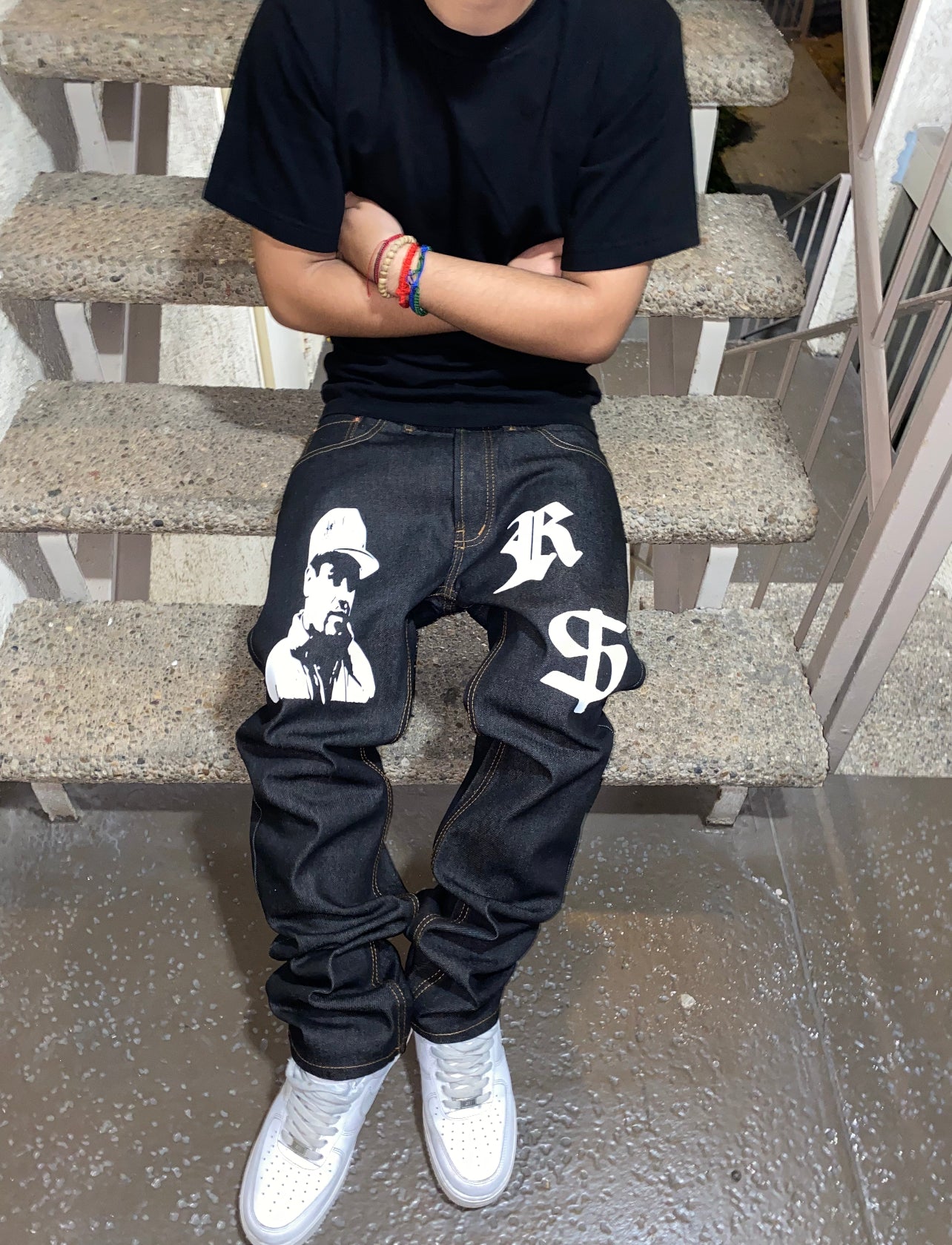 EL CHAPO Classic Straight Leg Style Jeans - BLACK