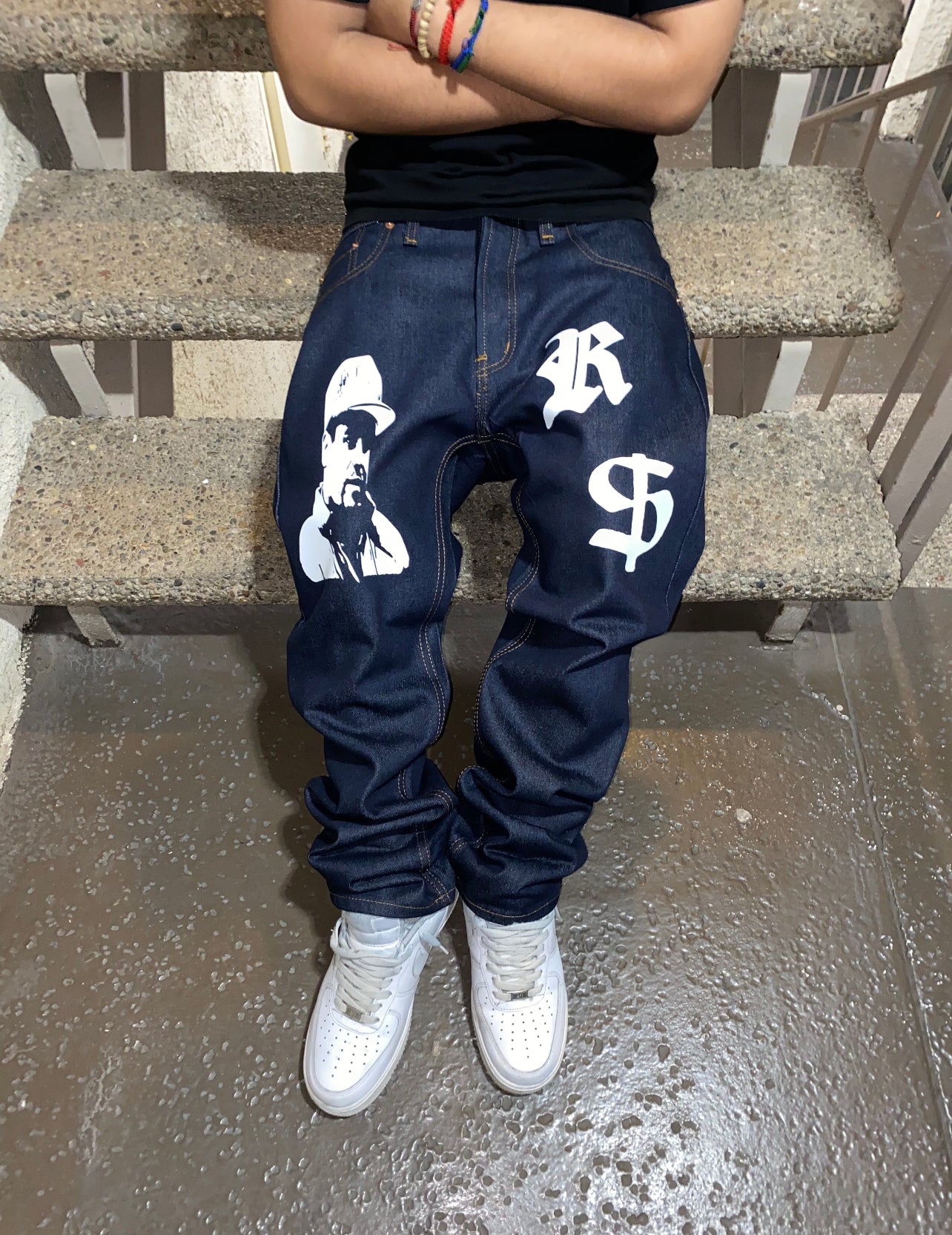 EL CHAPO Classic Straight Leg Style Jeans - DARK BLUE