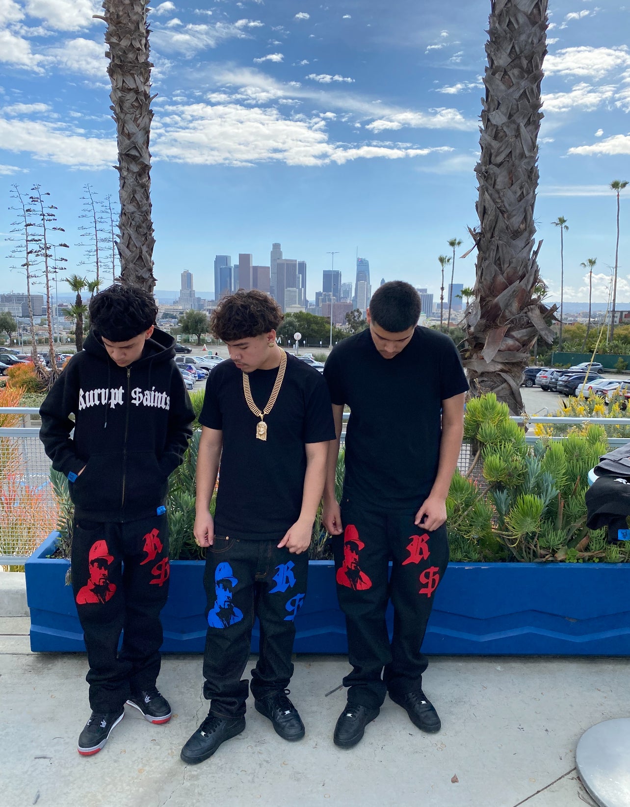 EL CHAPO Classic Straight Leg Style Jeans - BLACK (Blue Graphic)