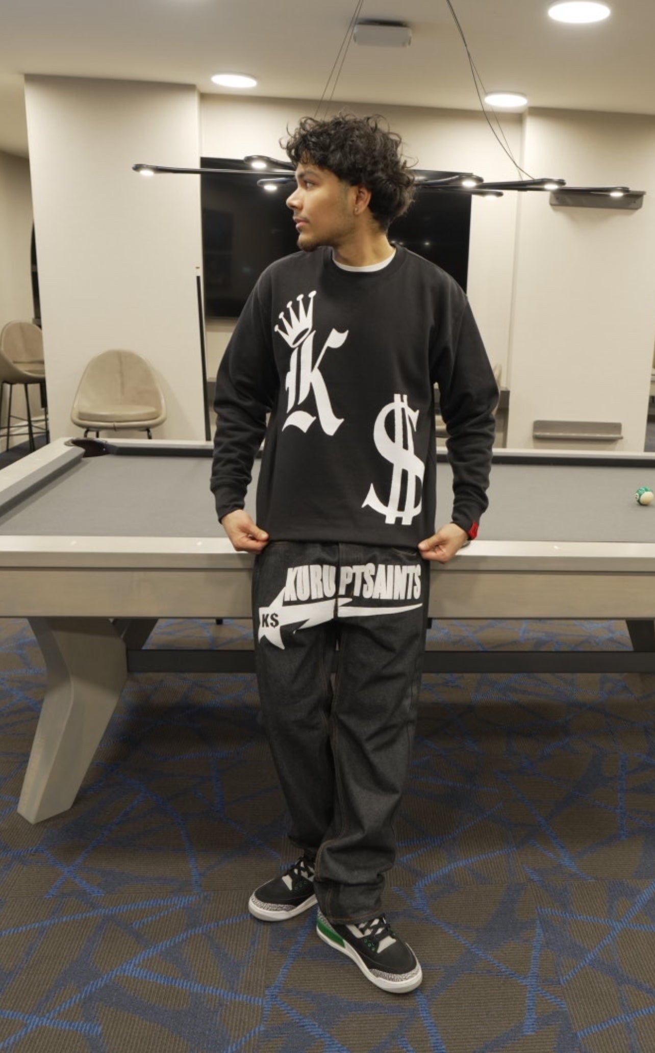 KURUPT $AINTS Classic Straight Leg Style Jeans - White Print