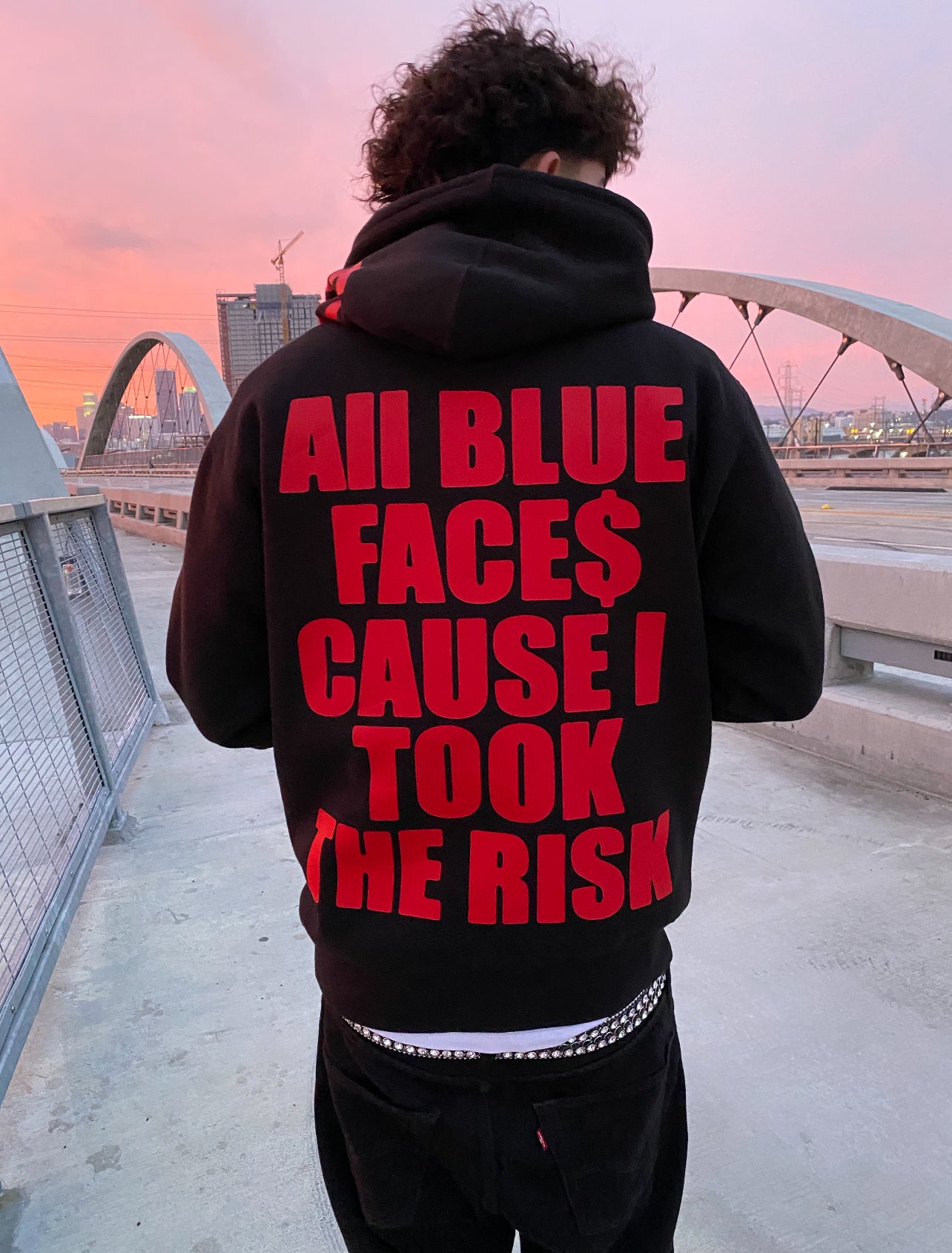 ALL BLUE FACE$ Hoodie Sweater - Black & Red