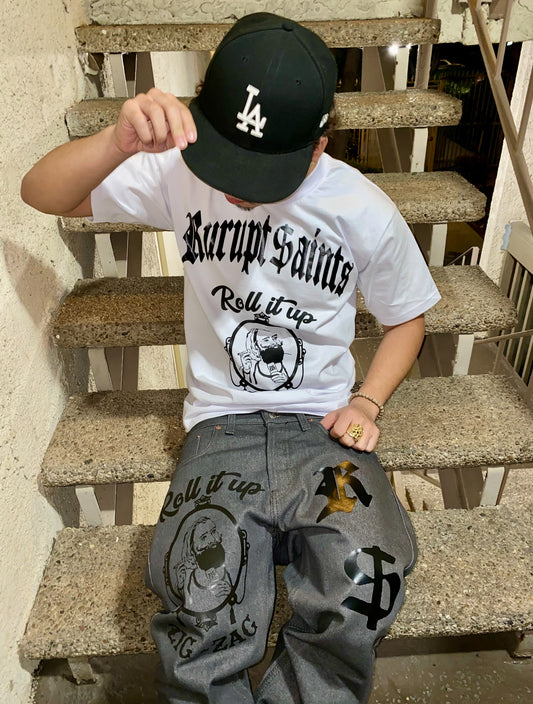 ROLL IT UP - Loose Fit T-Shirt - WHITE