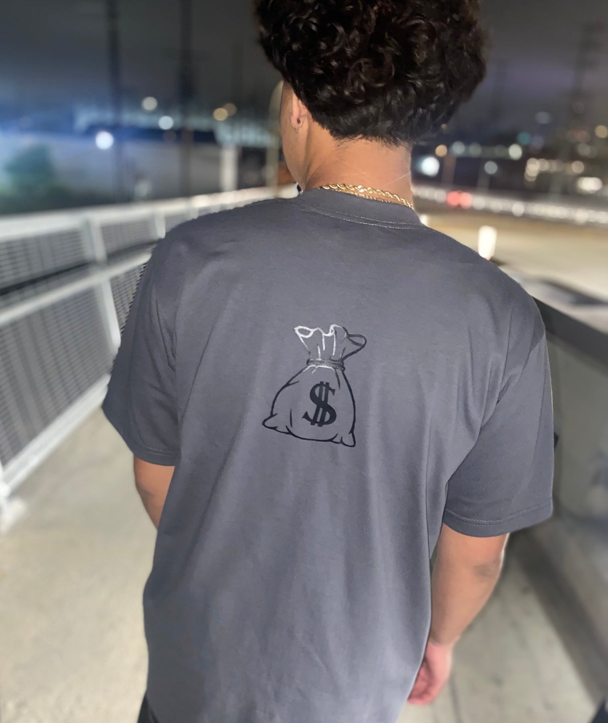 SAN JUDAS Loose Fit T-Shirt - GRAY (Black Print)