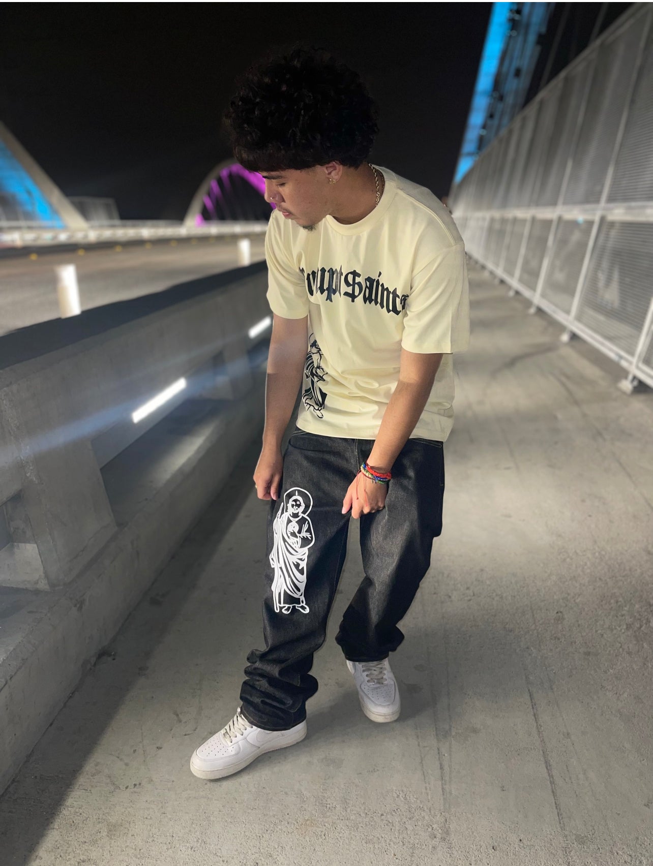 SAN JUDAS "DESIGNER" Inspired Heavyweight Streetwear T-Shirt - IVORY