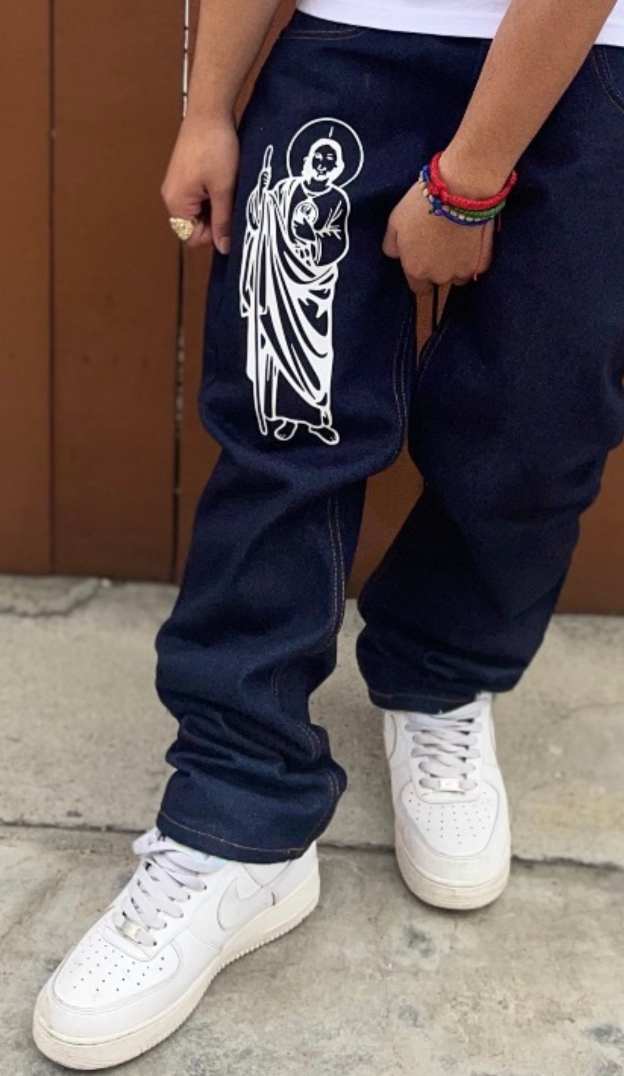 SAN JUDAS Classic Straight Leg Style Jeans - DARK BLUE