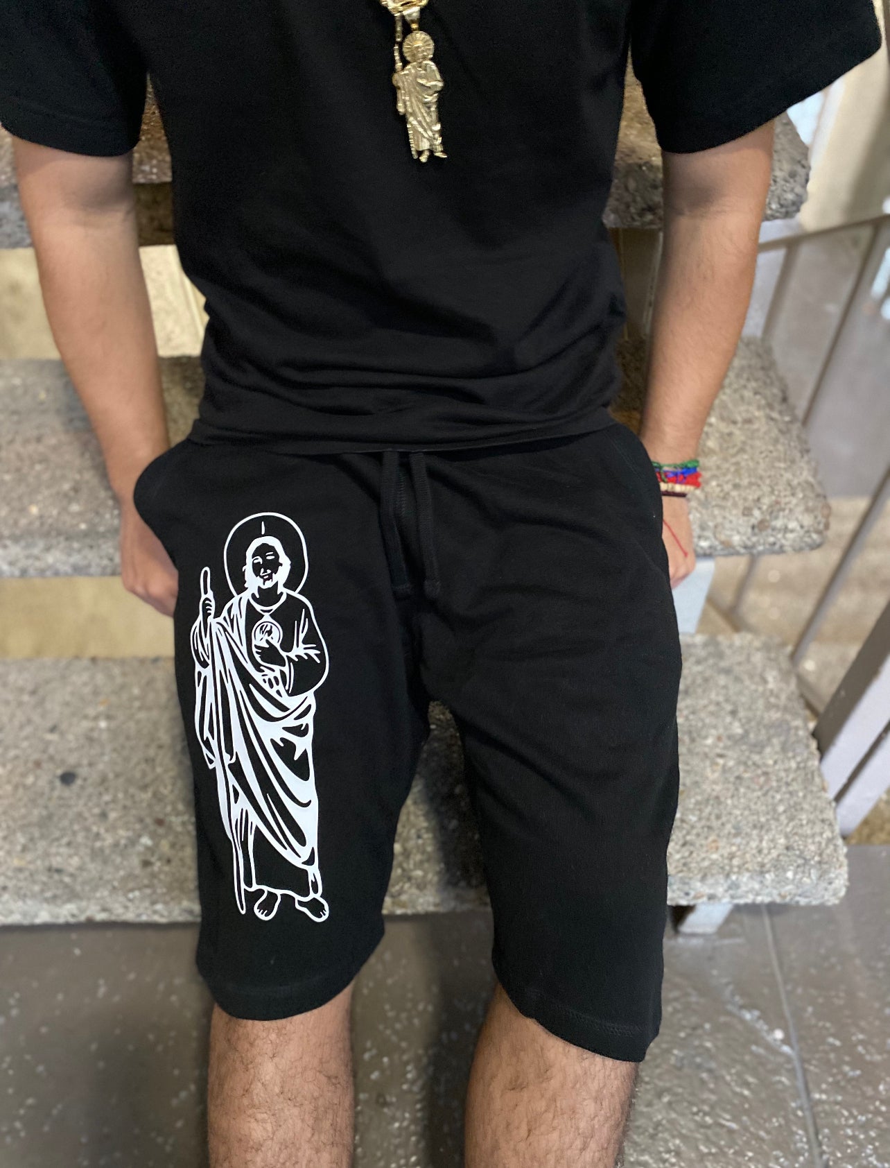 SAN JUDAS SWEAT SHORTS (NO K$ INITIALS)- BLACK