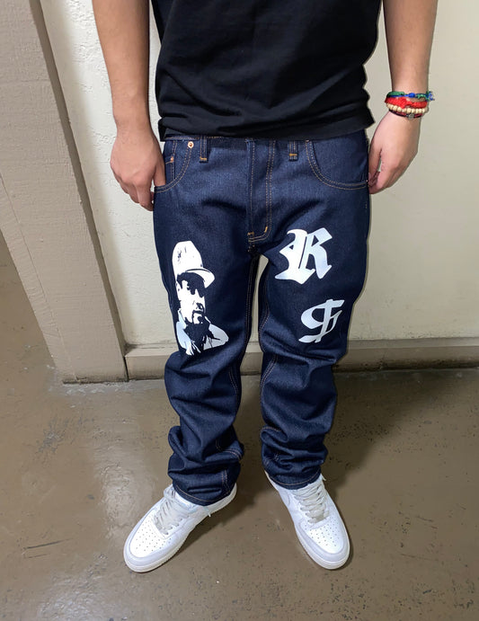 EL CHAPO Classic Straight Leg Style Jeans -  DARK BLUE