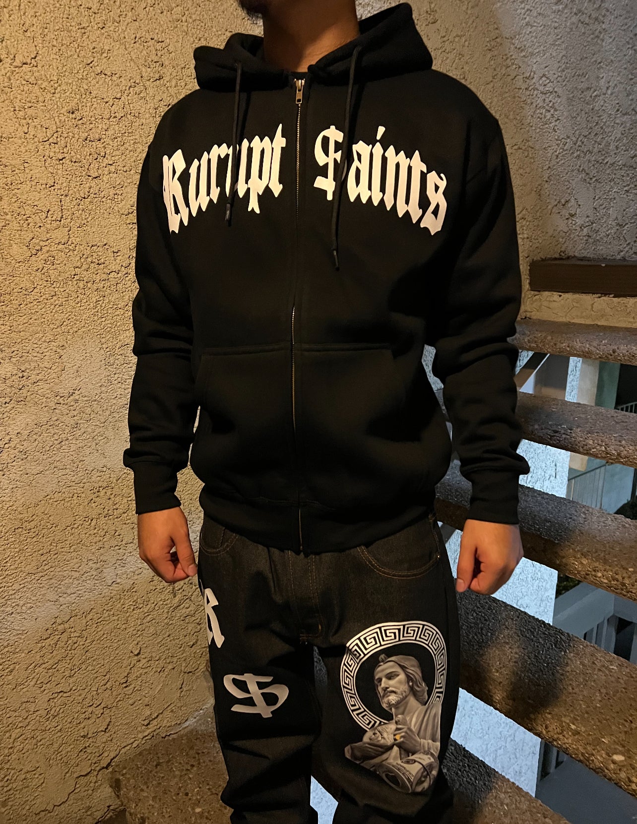 "18K SAN JUDAS" Zipper Hooded Sweater