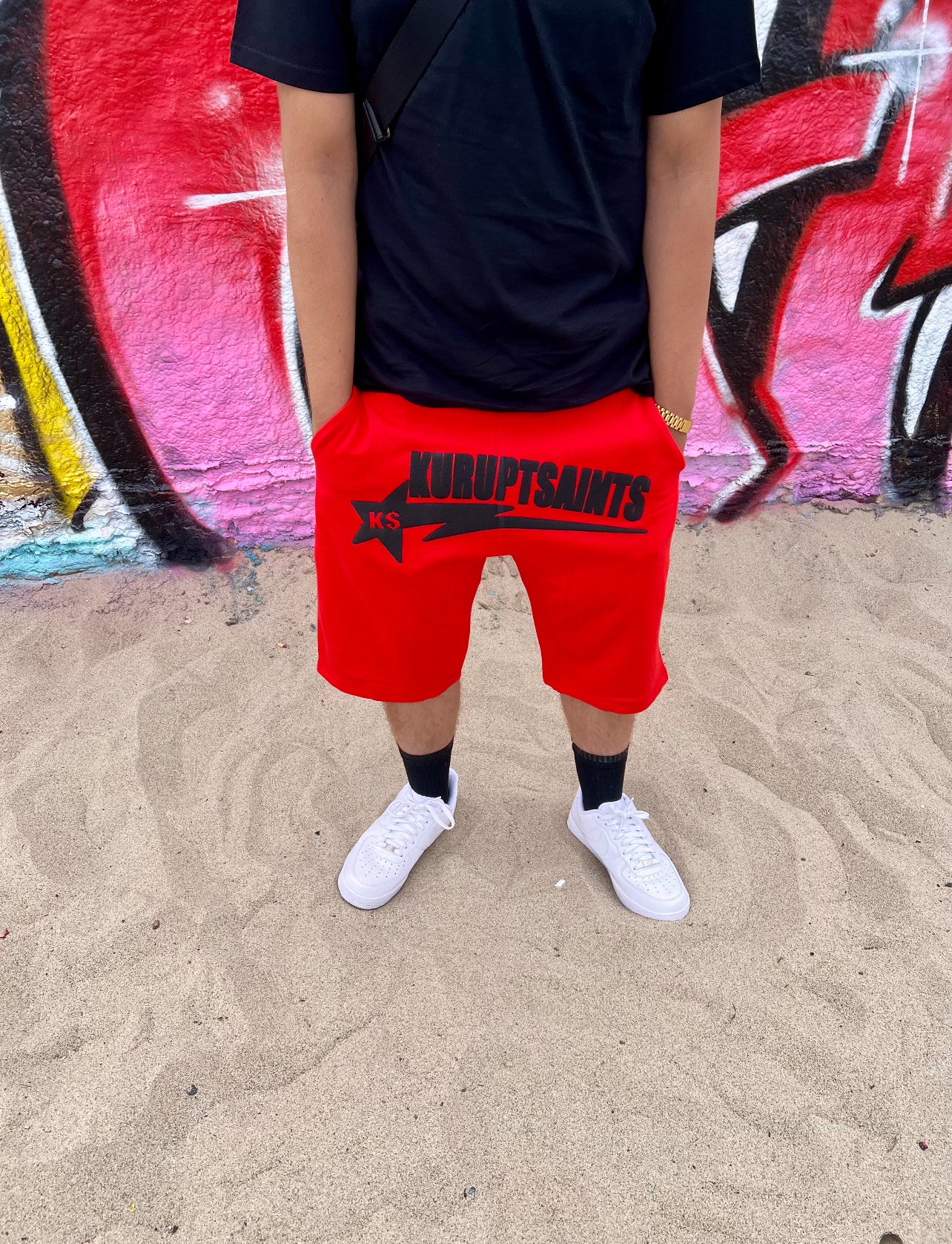 KURUPT $AINTS SWEAT SHORTS - RED