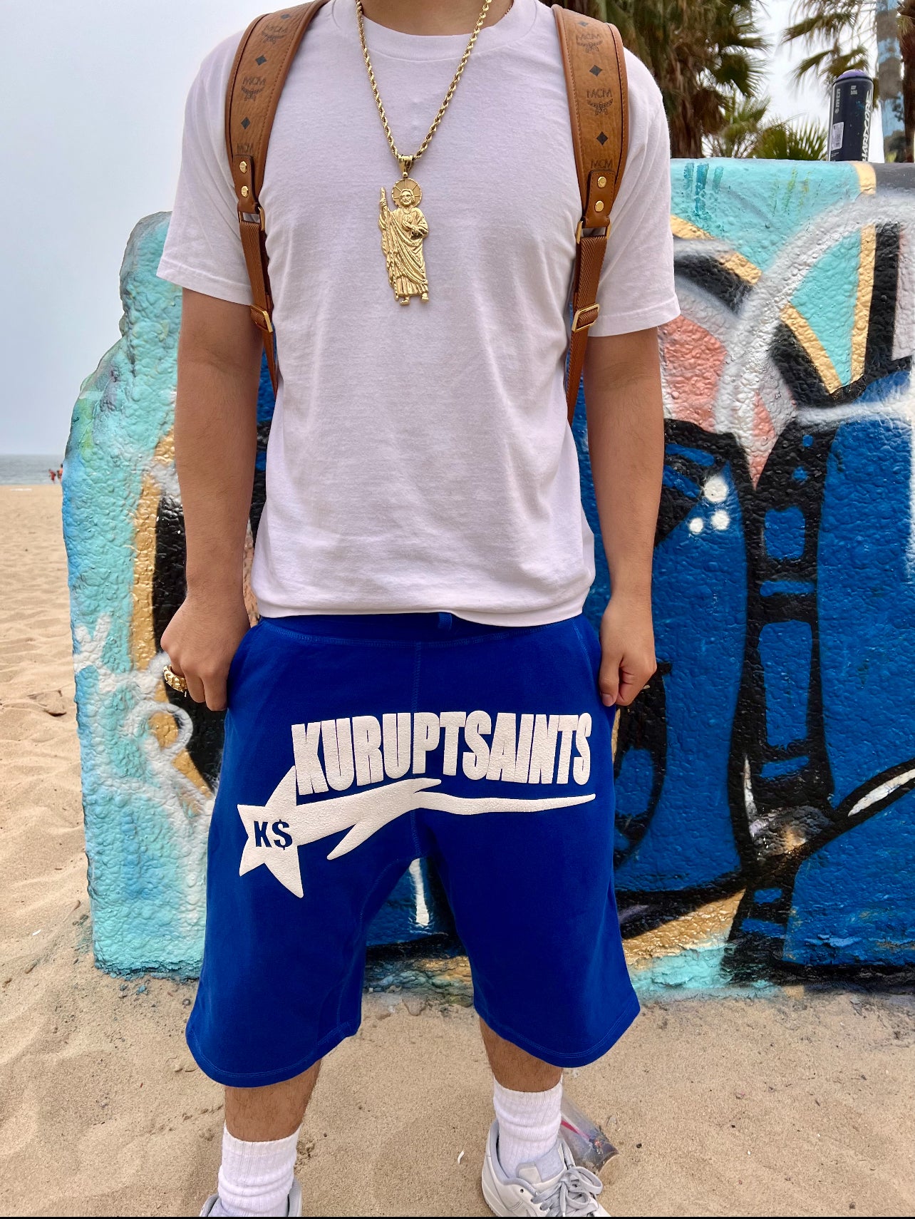 KURUPT $AINTS SWEAT SHORTS - BLUE