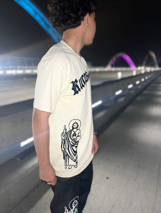 SAN JUDAS "DESIGNER" Inspired Heavyweight Streetwear T-Shirt - IVORY